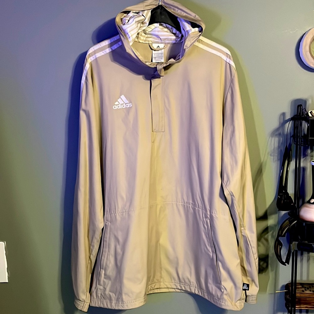 Adidas large pullover tan windbreaker